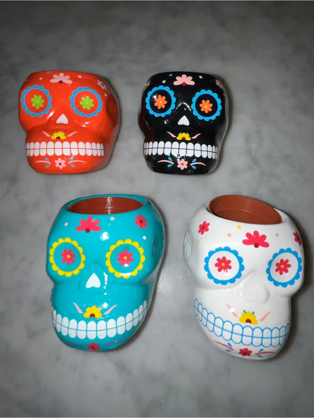 Hand-Painted Sugar Skull Mini Ceramic Planters - Assorted Colors